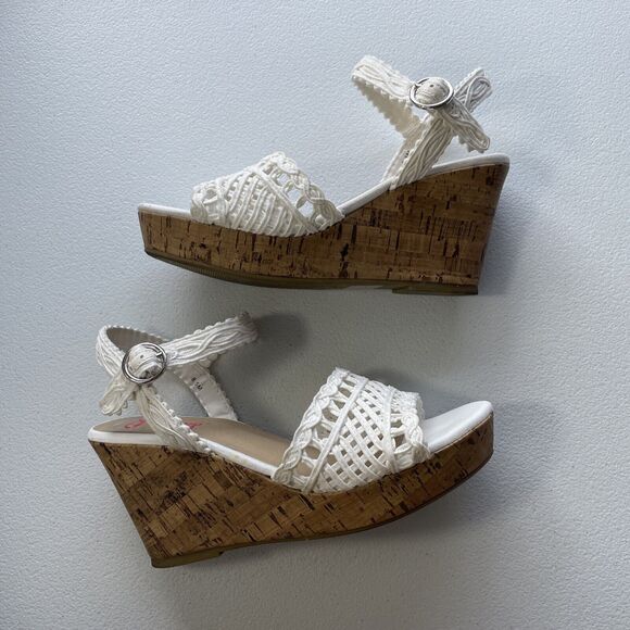 Jellypop Gabrielle Women Cork Wedge Heel Sandals 8.5M White Comfort Fit BohoChic - Picture 3 of 11